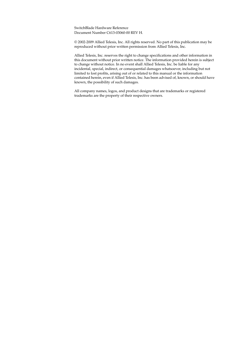 Allied Telesis SwitchBlade 4000 Series Switch Hardware Reference User Manual | Page 2 / 64