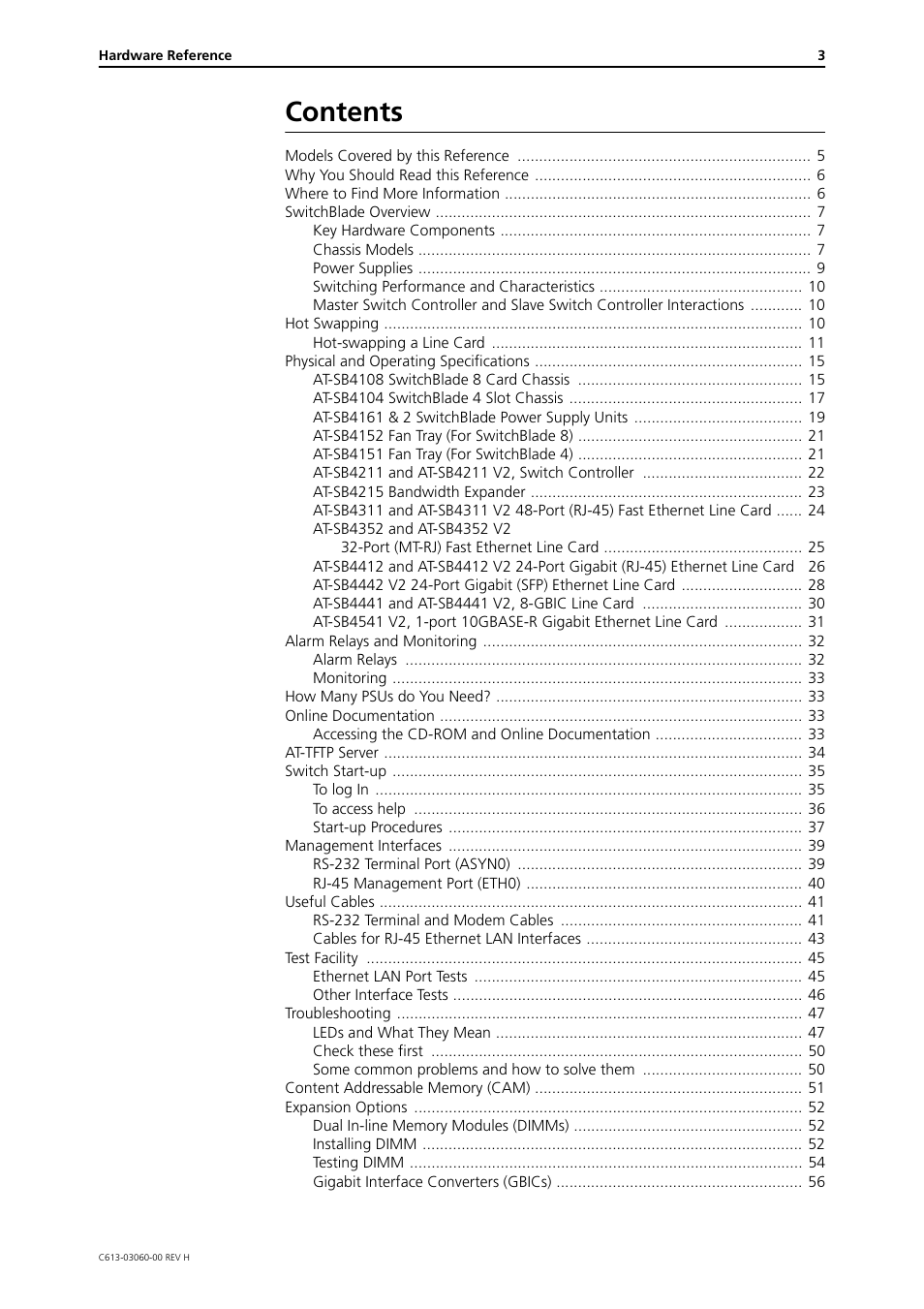 Allied Telesis SwitchBlade 4000 Series Switch Hardware Reference User Manual | Page 3 / 64