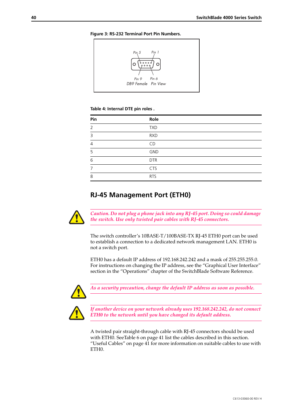 Rj-45 management port (eth0) | Allied Telesis SwitchBlade 4000 Series Switch Hardware Reference User Manual | Page 40 / 64