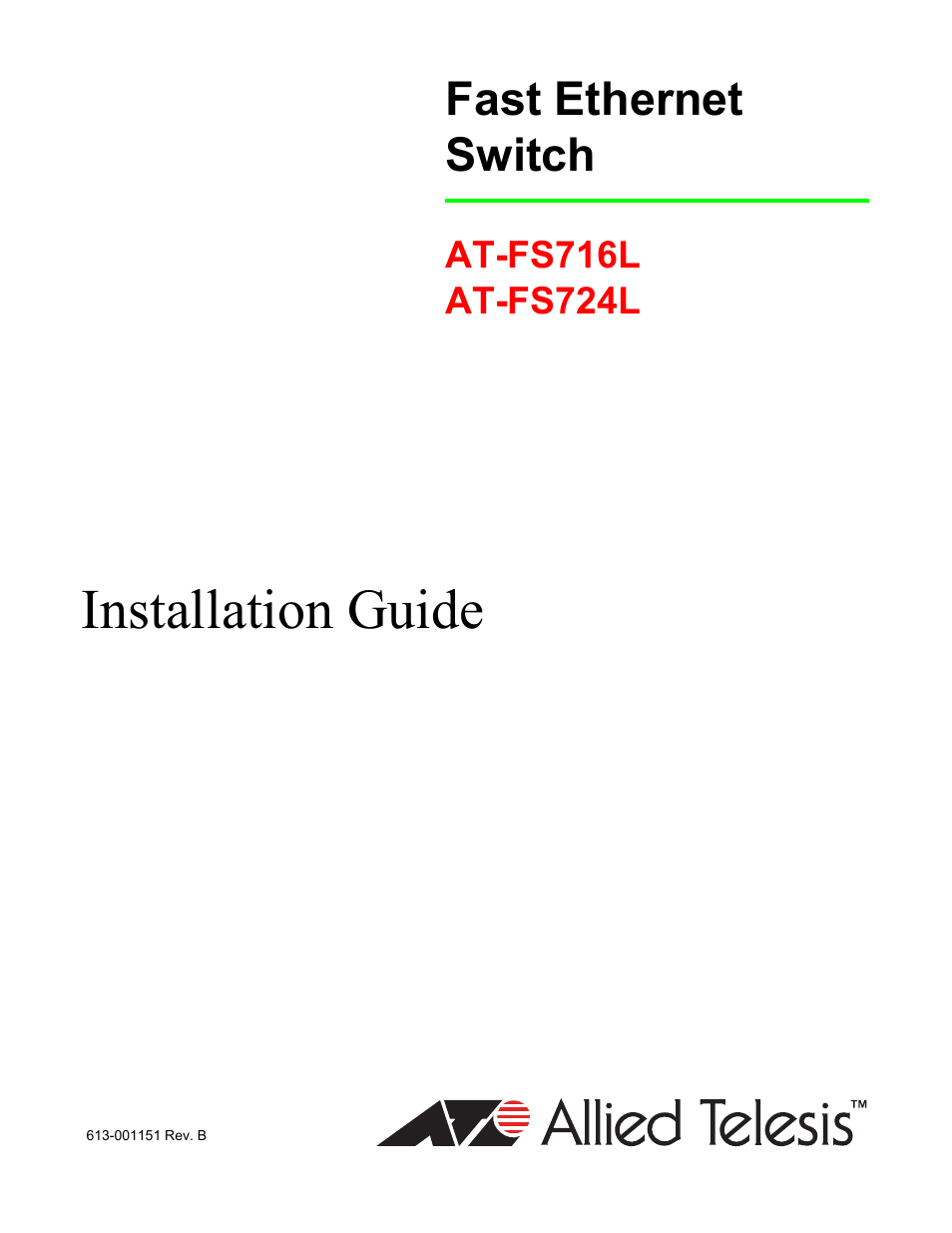 Allied Telesis AT-FS724L User Manual | 41 pages