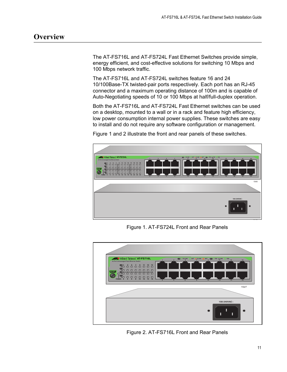 Overview | Allied Telesis AT-FS724L User Manual | Page 11 / 41