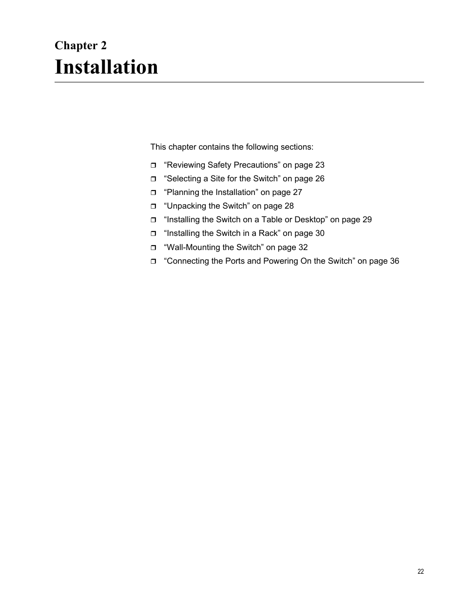 Chapter 2, Installation, R 2: installation | Allied Telesis AT-FS724L User Manual | Page 22 / 41