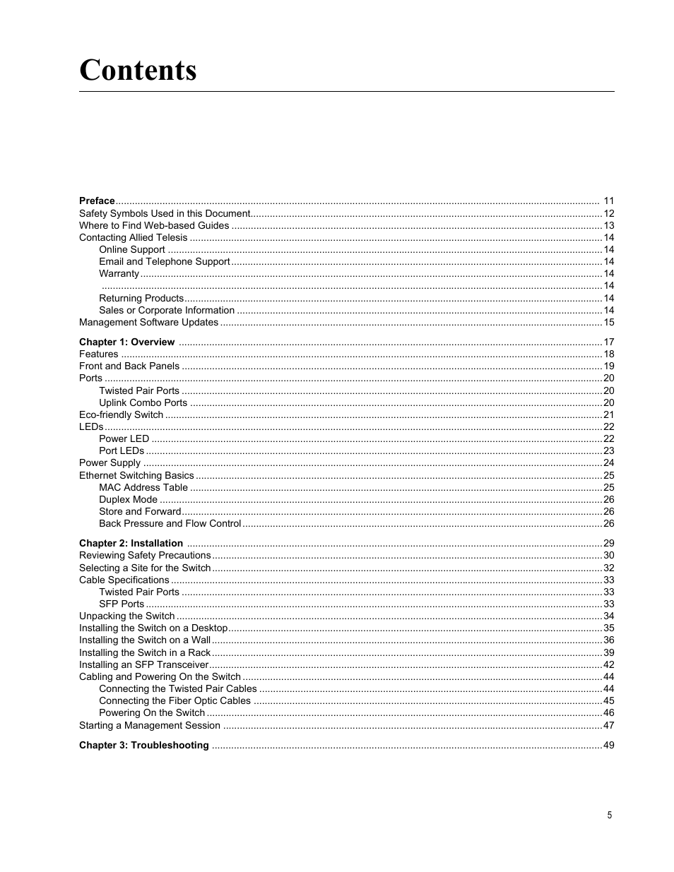 Allied Telesis AT-GS950/48 User Manual | Page 5 / 60