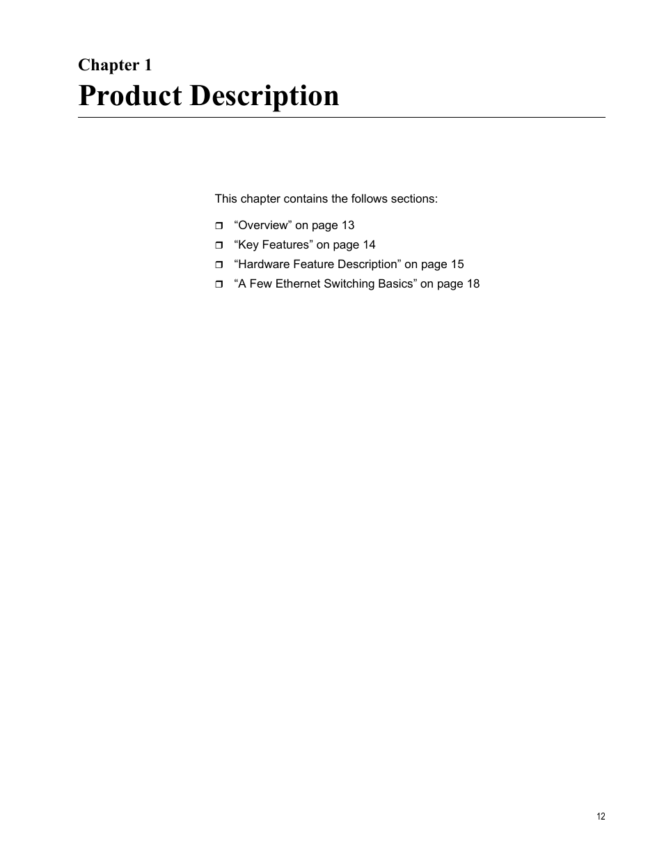 Chapter 1, Product description, R 1: product description | Allied Telesis AT-FS705L User Manual | Page 12 / 35