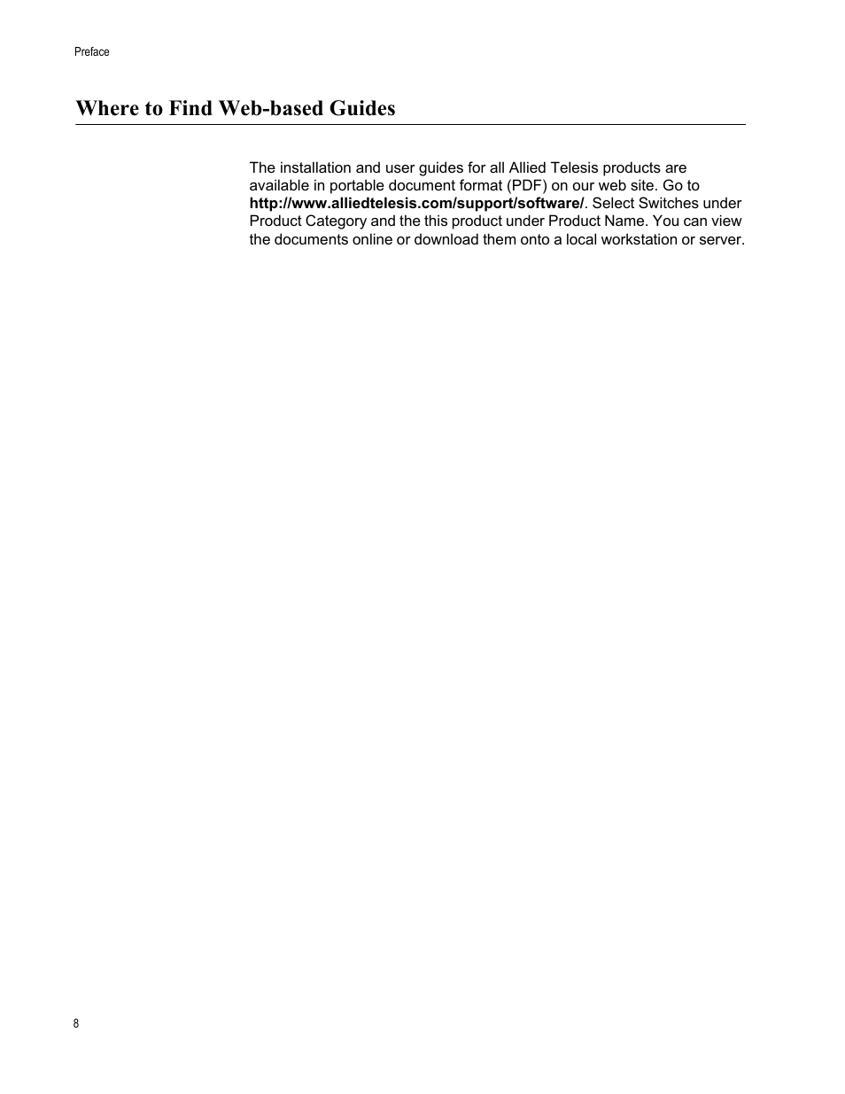 Where to find web-based guides | Allied Telesis AT-FS708 User Manual | Page 8 / 35