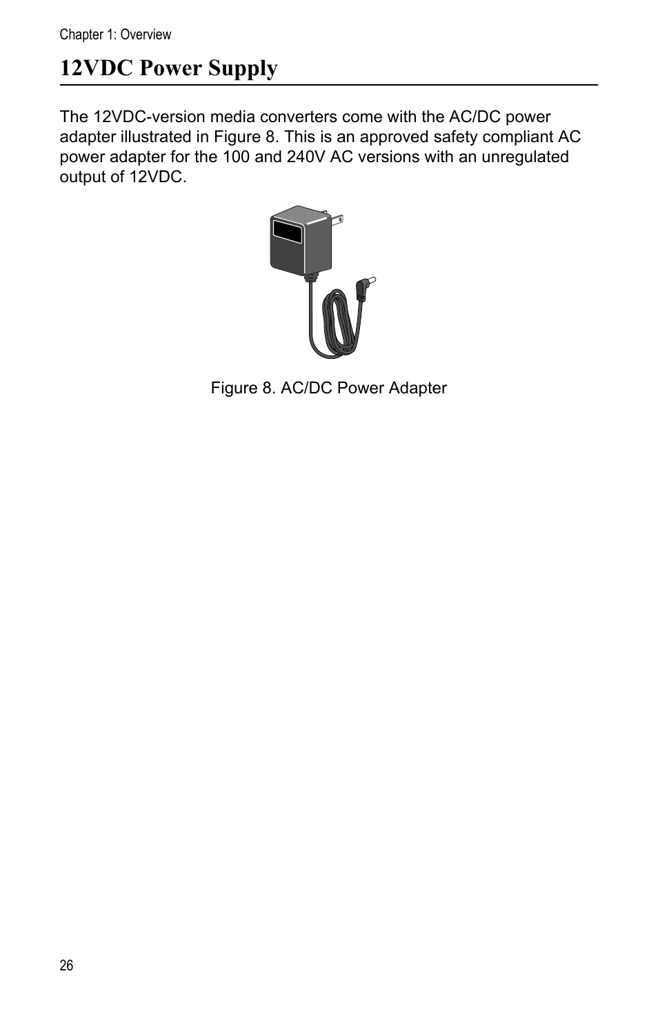 12vdc power supply | Allied Telesis AT-MC1008/SP User Manual | Page 26 / 92