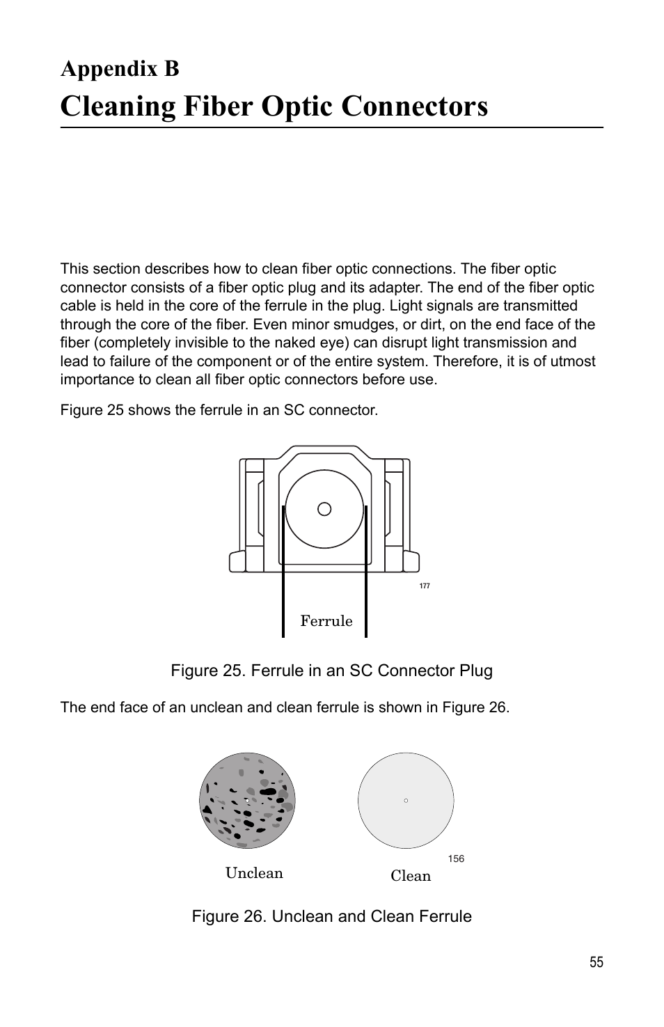 Appendix b, Cleaning fiber optic connectors | Allied Telesis AT-MC1008/SP User Manual | Page 55 / 92