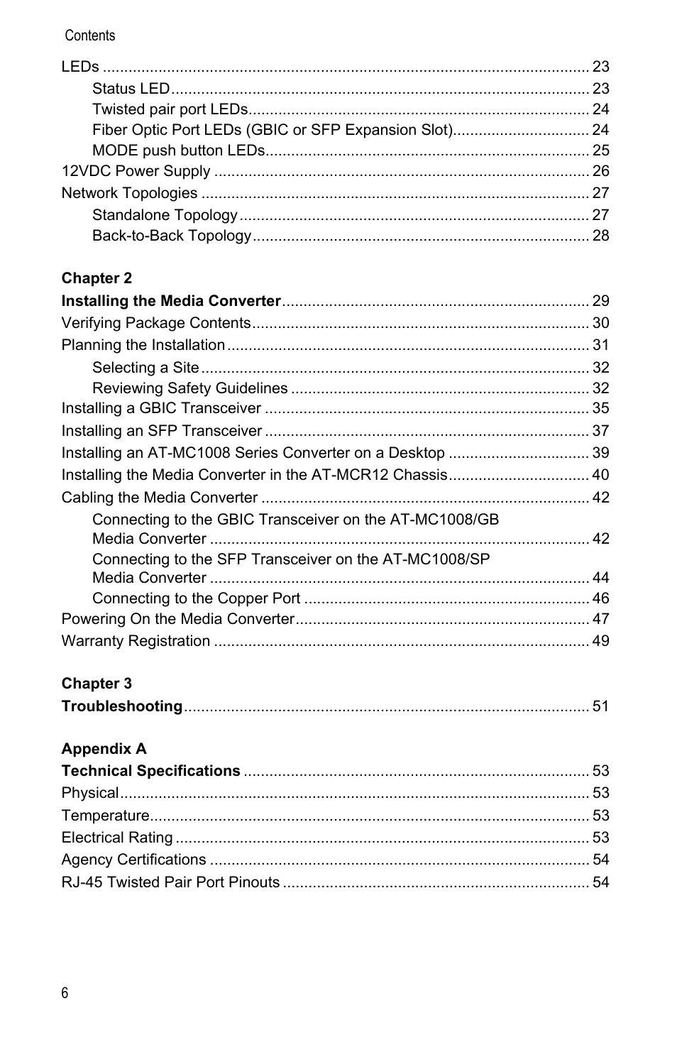 Allied Telesis AT-MC1008/SP User Manual | Page 6 / 92
