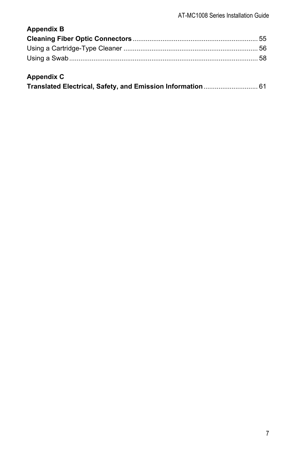 Allied Telesis AT-MC1008/SP User Manual | Page 7 / 92