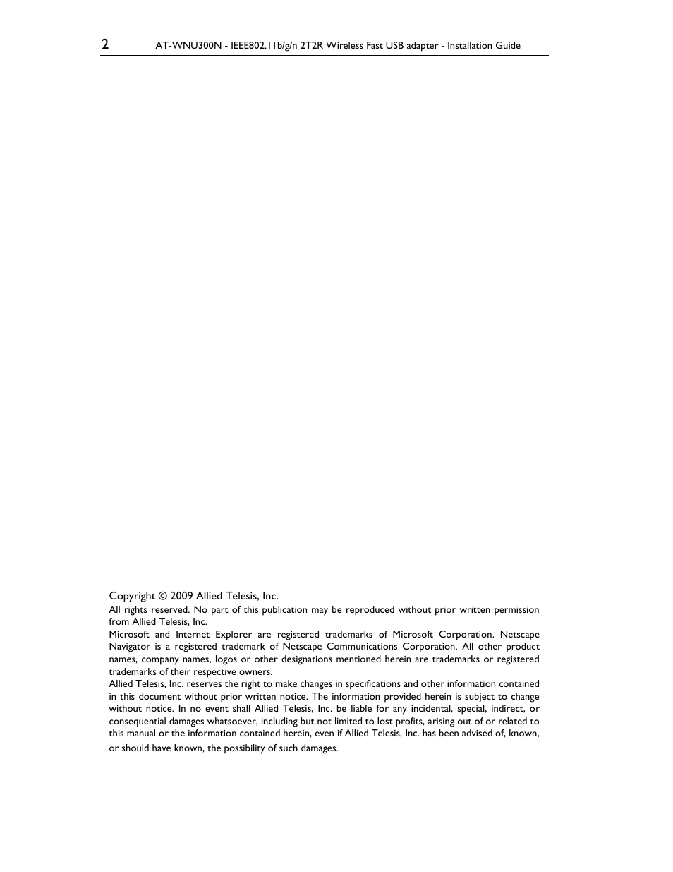 Allied Telesis AT-WNU300N User Manual | Page 2 / 20