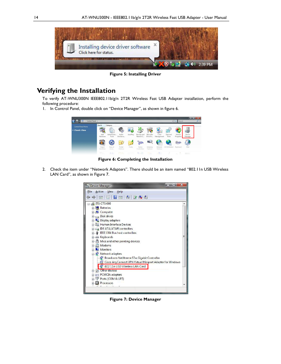 Verifying the installation | Allied Telesis AT-WNU300N User Manual | Page 14 / 39