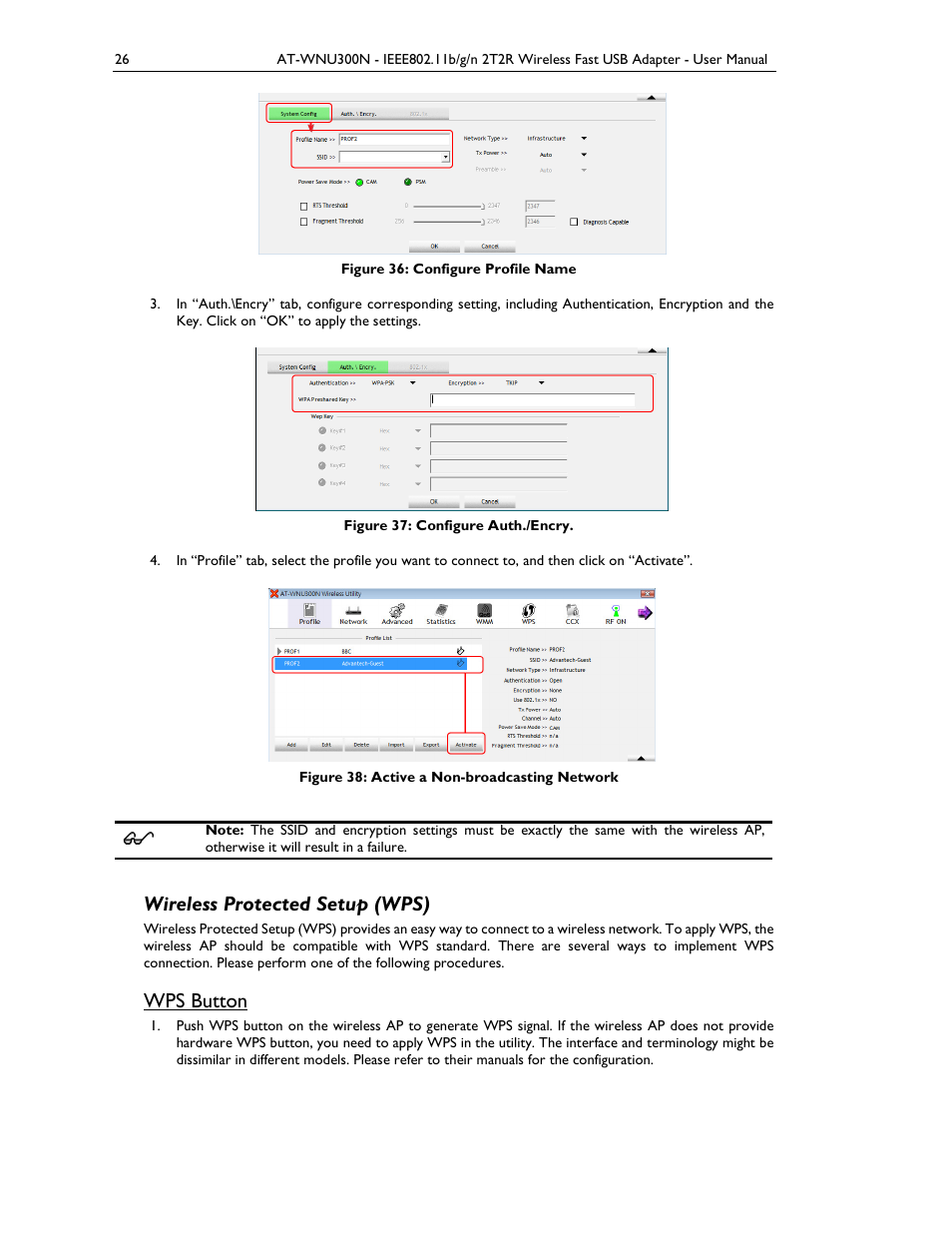 Wireless protected setup (wps), Wps button | Allied Telesis AT-WNU300N User Manual | Page 26 / 39