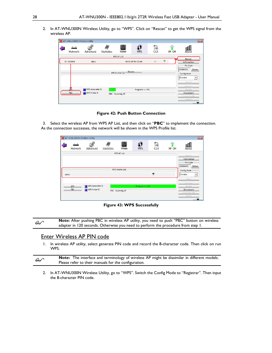 Enter wireless ap pin code | Allied Telesis AT-WNU300N User Manual | Page 28 / 39