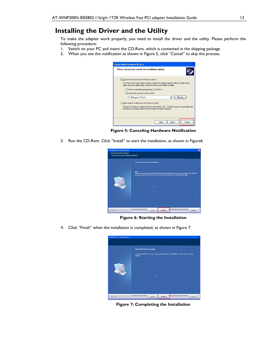 Installing the driver and the utility | Allied Telesis AT-WNP300N User Manual | Page 13 / 17