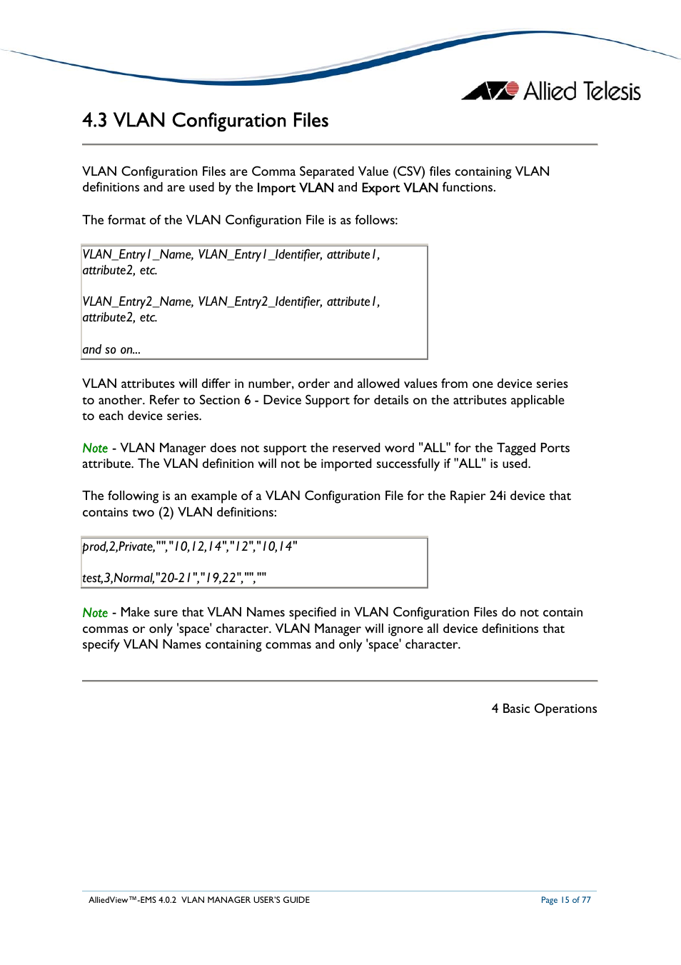 3 vlan configuration files | Allied Telesis AlliedView-EMS 4.0.2 VLAN-Manager User Manual | Page 15 / 77