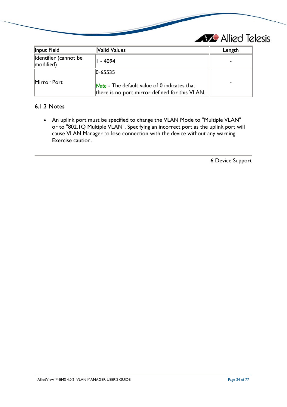 Allied Telesis AlliedView-EMS 4.0.2 VLAN-Manager User Manual | Page 34 / 77