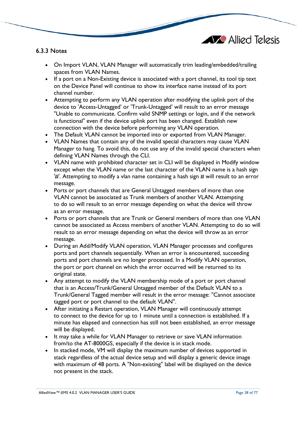 Allied Telesis AlliedView-EMS 4.0.2 VLAN-Manager User Manual | Page 38 / 77