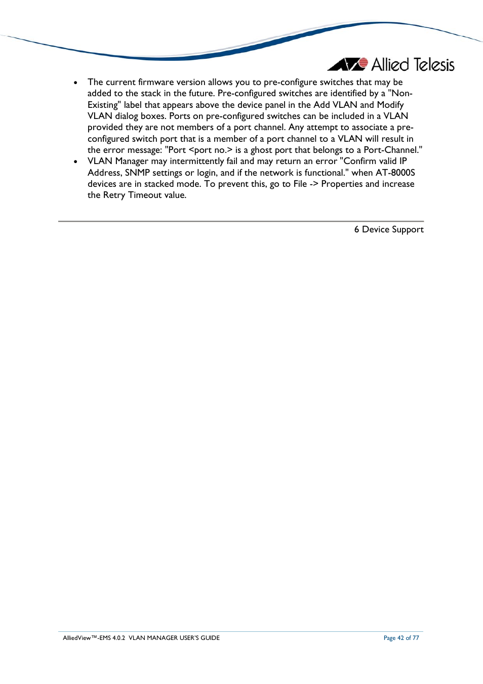 Allied Telesis AlliedView-EMS 4.0.2 VLAN-Manager User Manual | Page 42 / 77