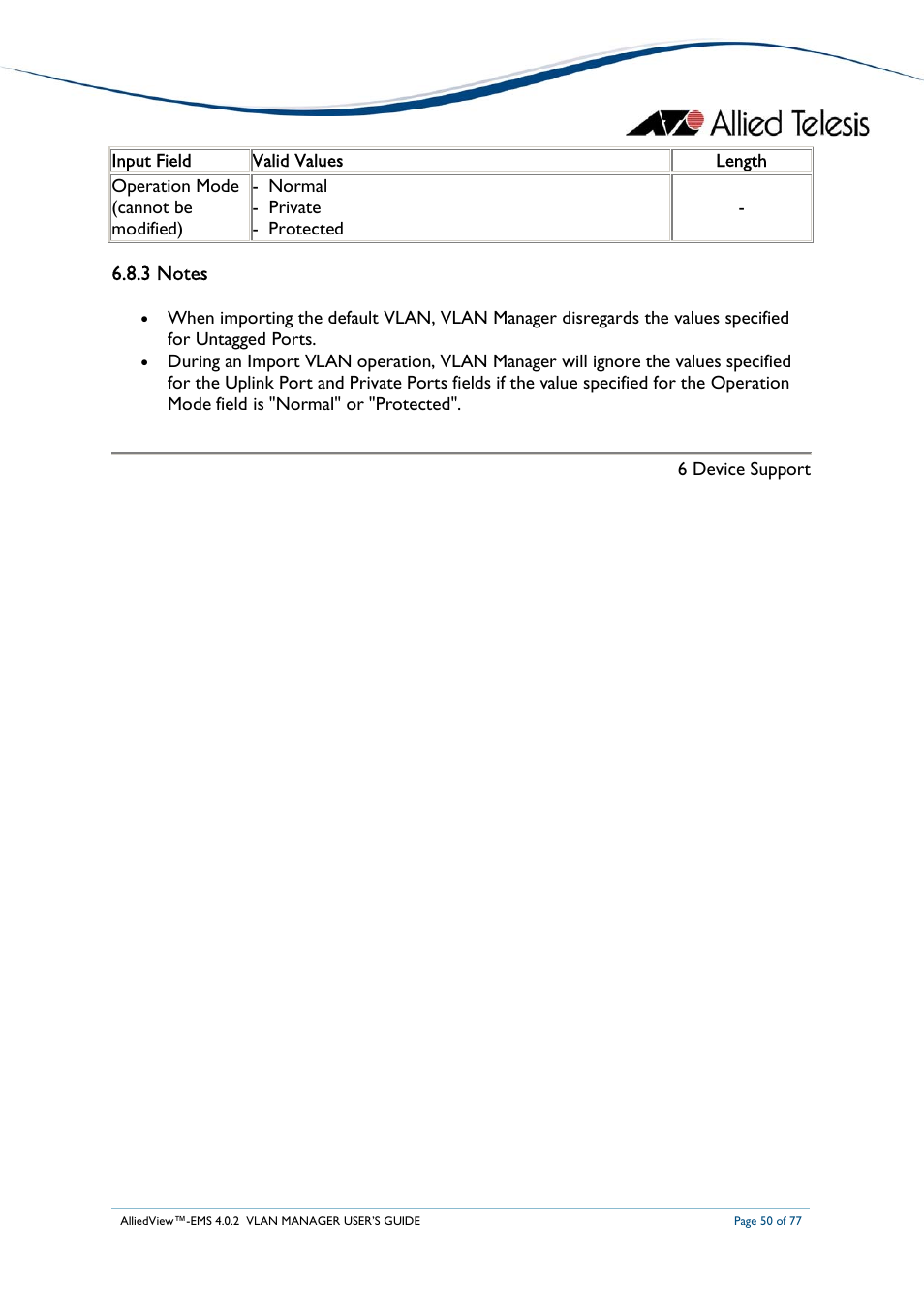 Allied Telesis AlliedView-EMS 4.0.2 VLAN-Manager User Manual | Page 50 / 77
