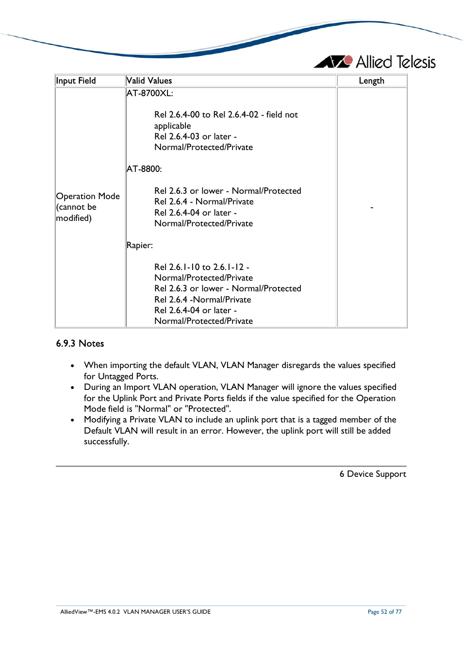 Allied Telesis AlliedView-EMS 4.0.2 VLAN-Manager User Manual | Page 52 / 77