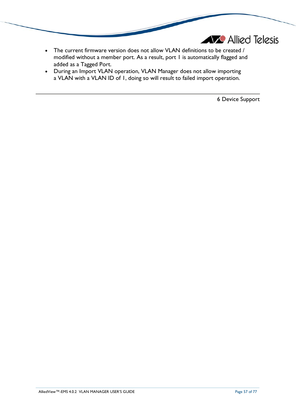 Allied Telesis AlliedView-EMS 4.0.2 VLAN-Manager User Manual | Page 57 / 77