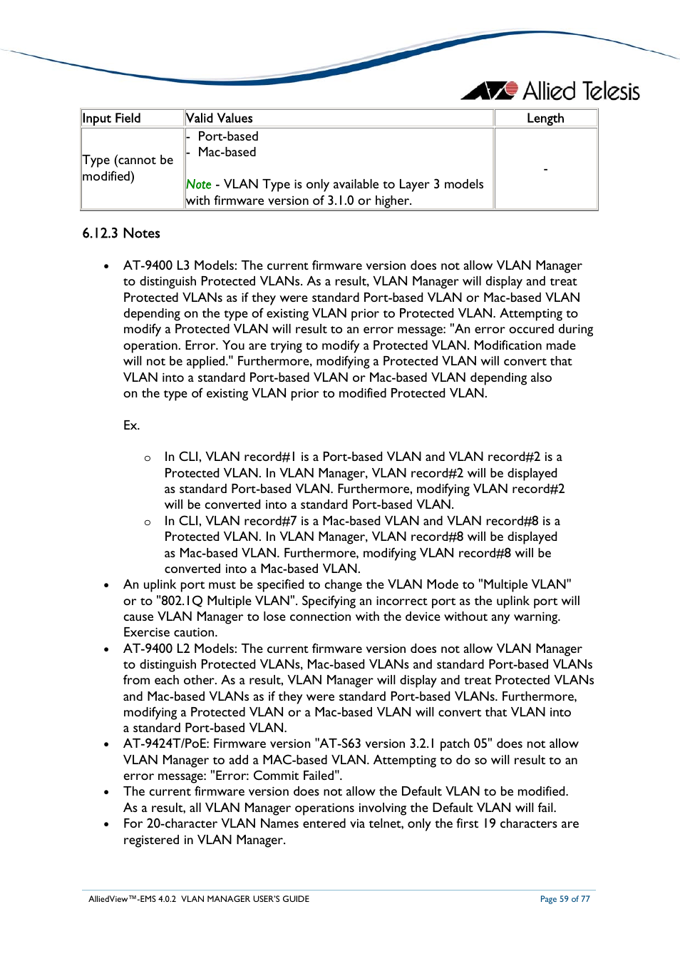 Allied Telesis AlliedView-EMS 4.0.2 VLAN-Manager User Manual | Page 59 / 77