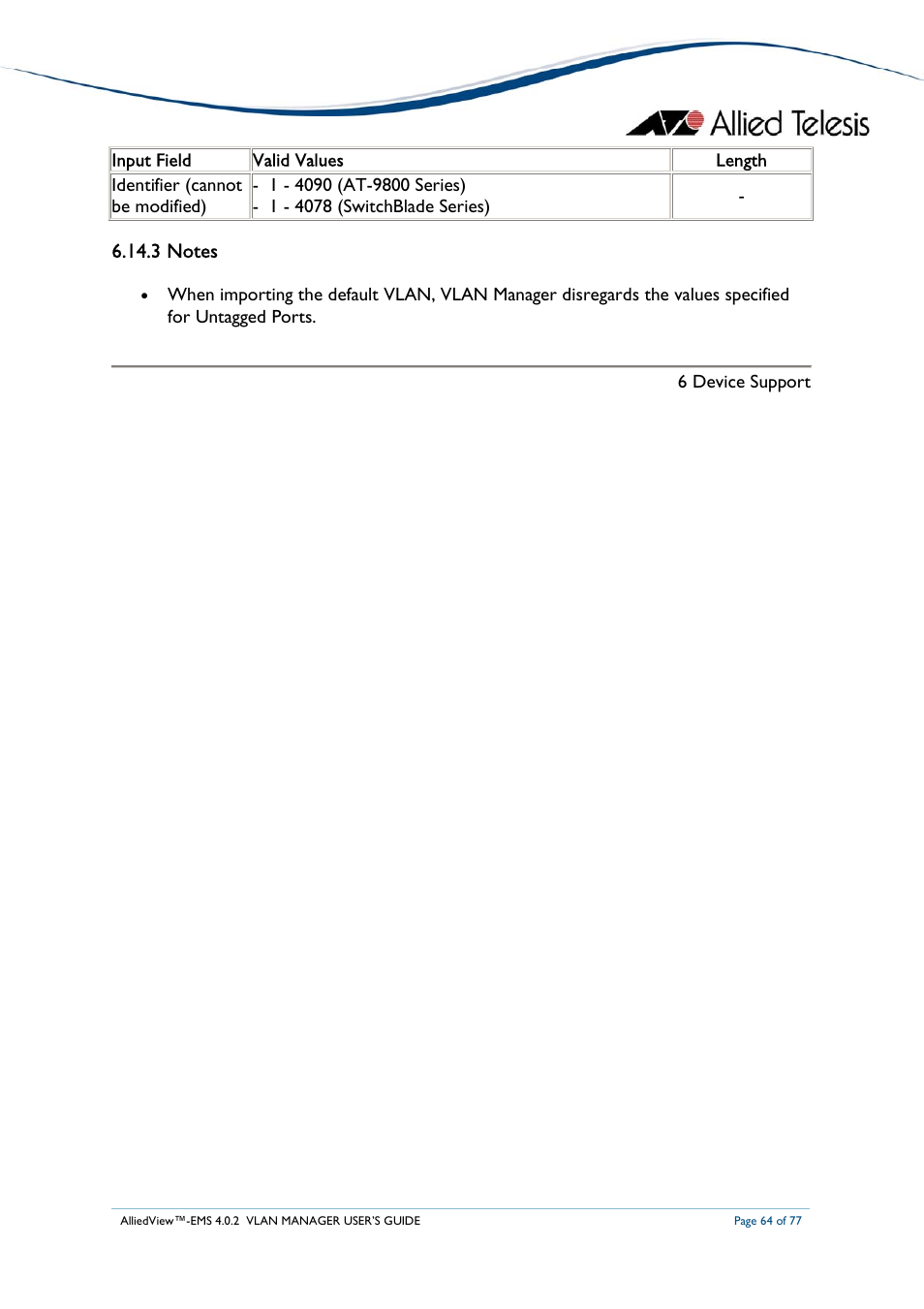 Allied Telesis AlliedView-EMS 4.0.2 VLAN-Manager User Manual | Page 64 / 77