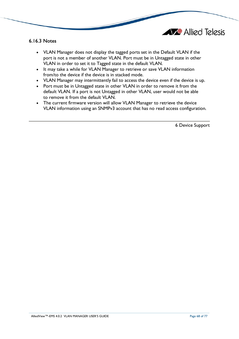 Allied Telesis AlliedView-EMS 4.0.2 VLAN-Manager User Manual | Page 68 / 77