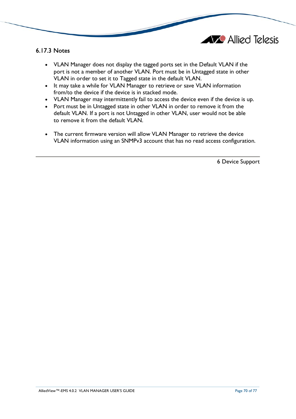 Allied Telesis AlliedView-EMS 4.0.2 VLAN-Manager User Manual | Page 70 / 77