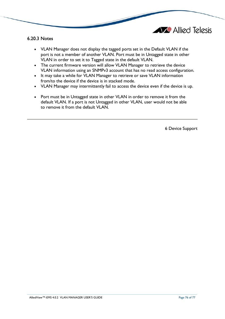Allied Telesis AlliedView-EMS 4.0.2 VLAN-Manager User Manual | Page 76 / 77
