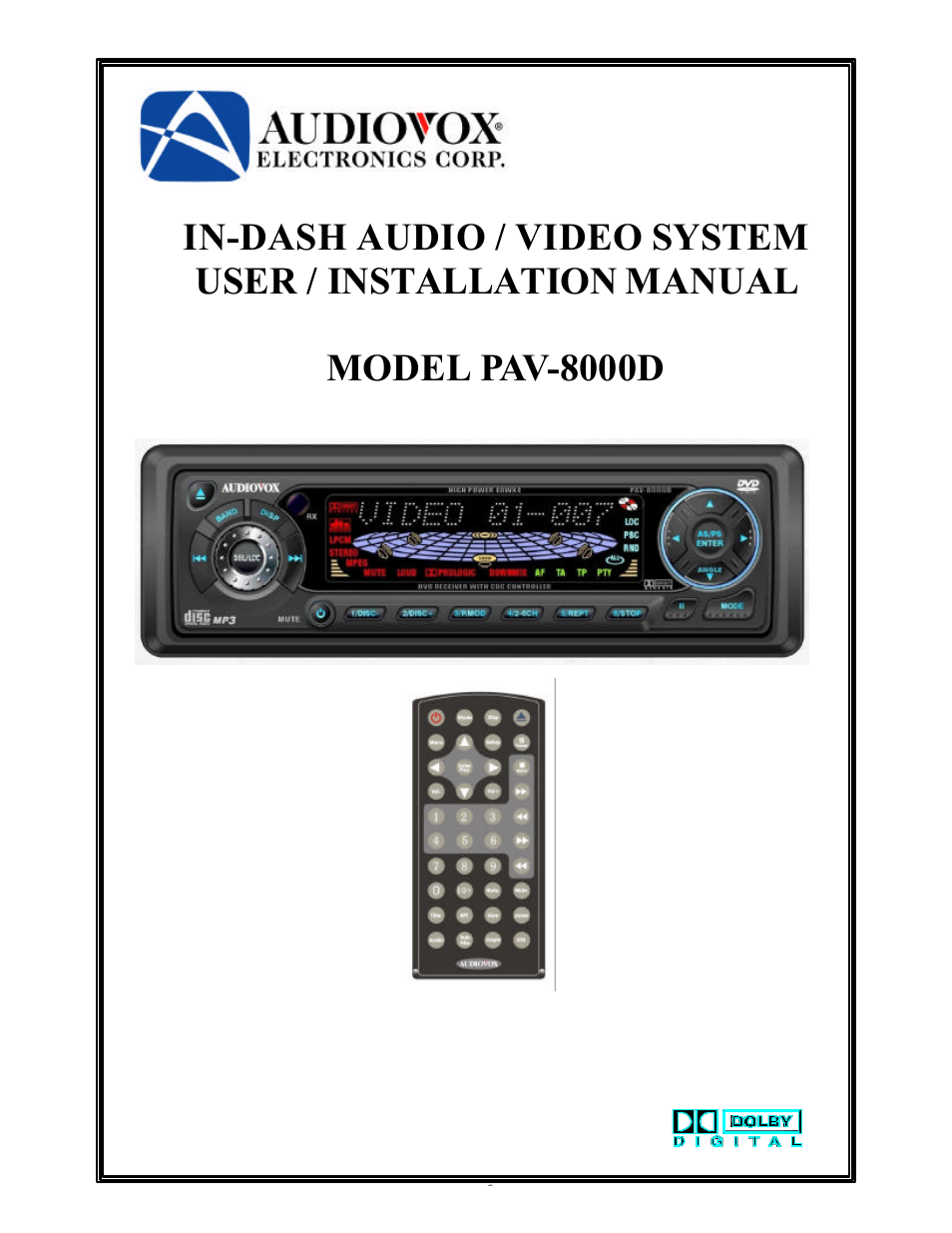 Audiovox PAV-8000D User Manual | 30 pages