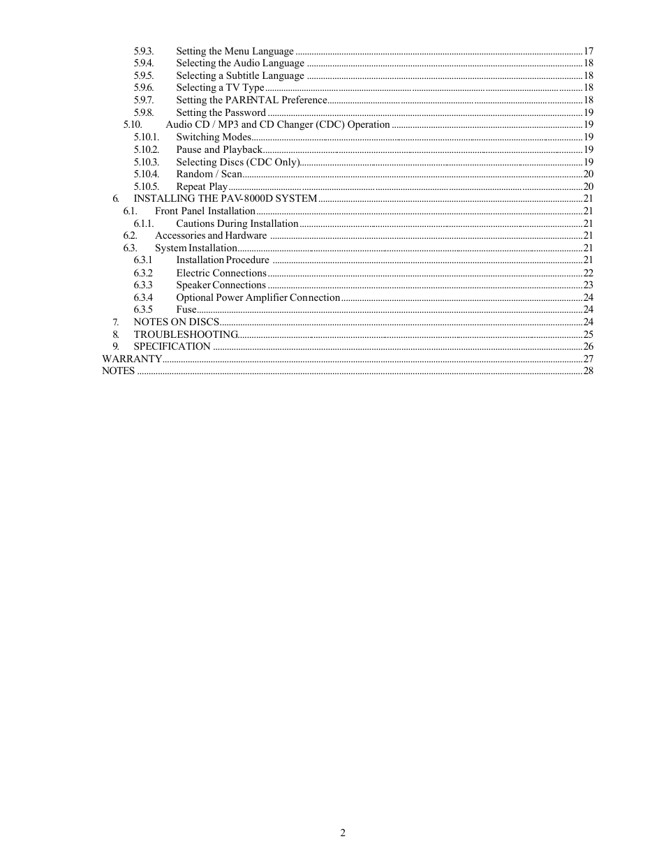 Audiovox PAV-8000D User Manual | Page 3 / 30
