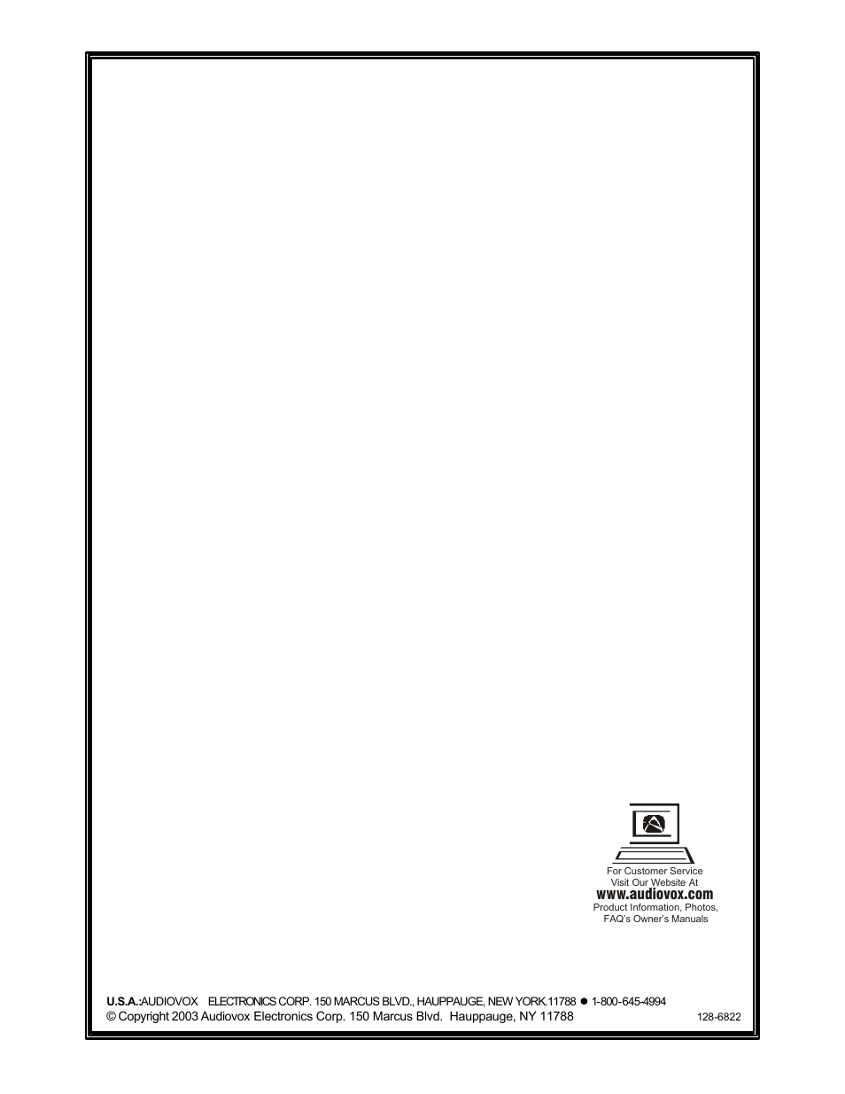 Audiovox PAV-8000D User Manual | Page 30 / 30