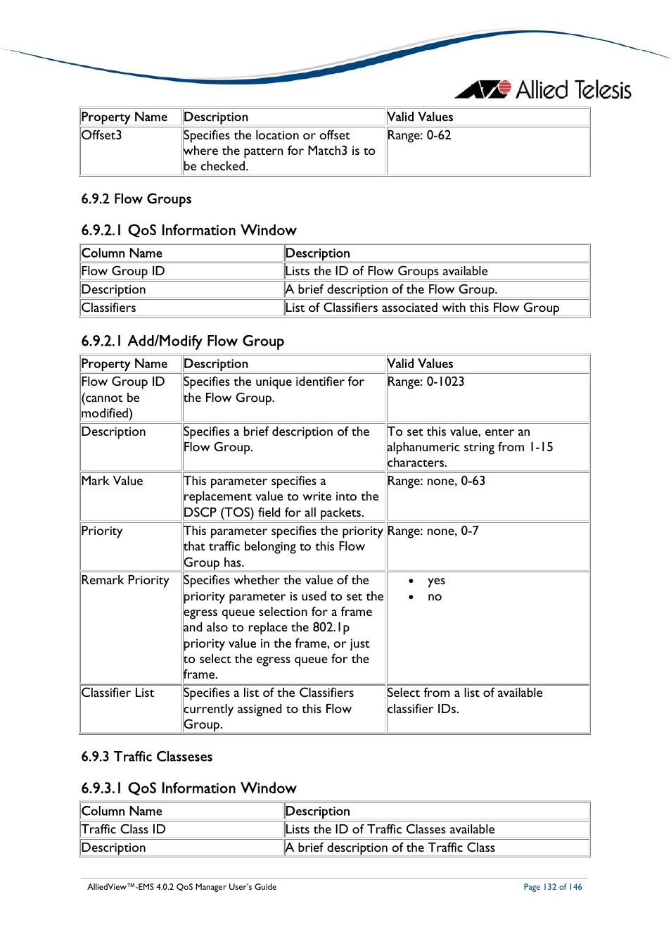 1 qos information window, 1 add/modify flow group | Allied Telesis AlliedView-EMS 4.0.2 QoS-Manager User Manual | Page 132 / 146
