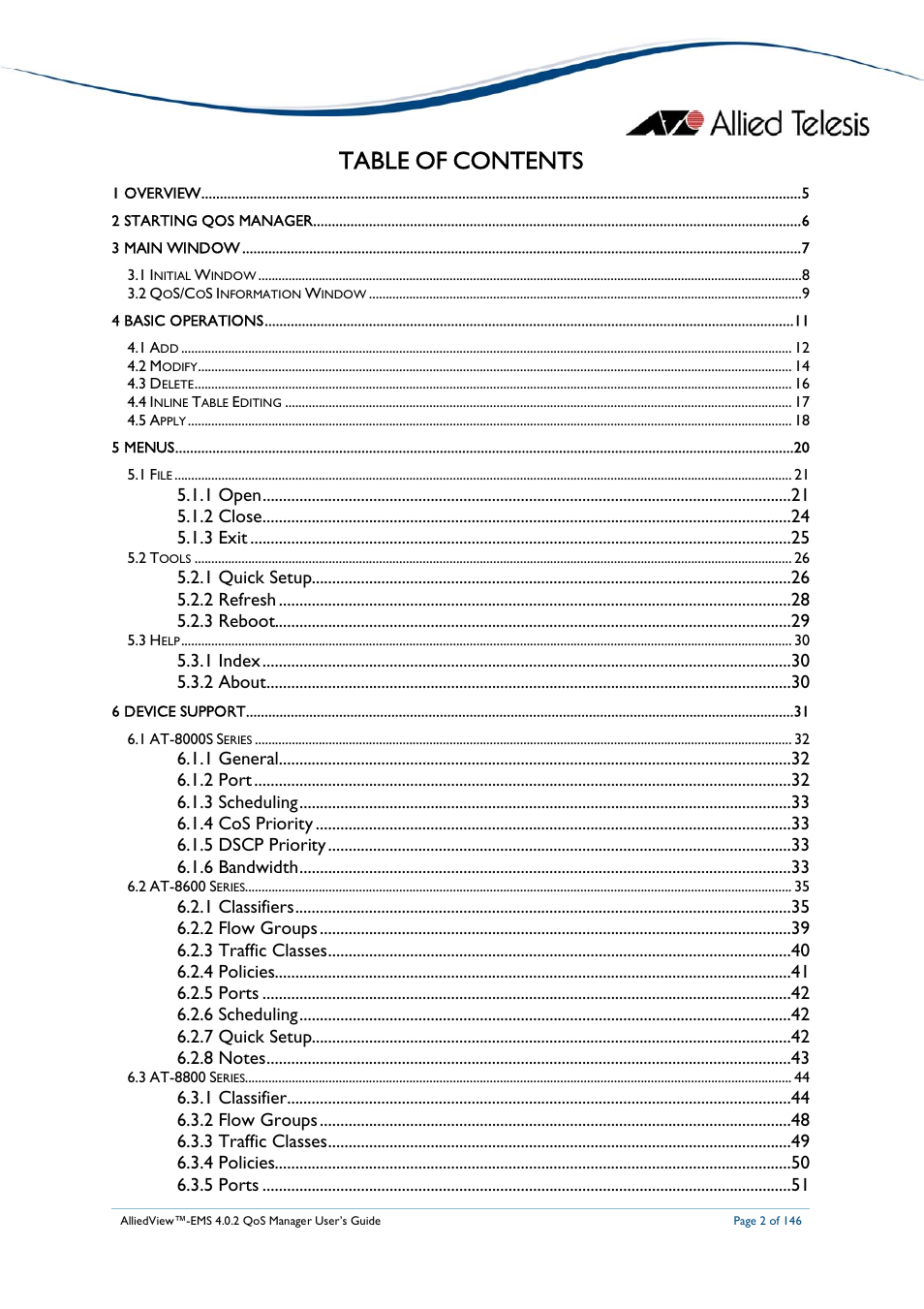 Allied Telesis AlliedView-EMS 4.0.2 QoS-Manager User Manual | Page 2 / 146