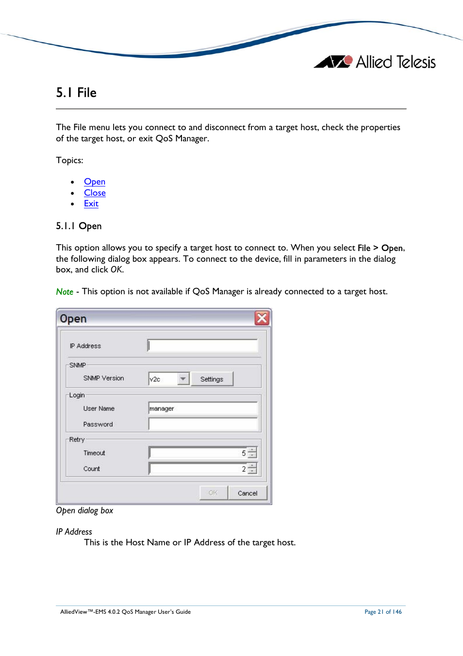 1 file | Allied Telesis AlliedView-EMS 4.0.2 QoS-Manager User Manual | Page 21 / 146