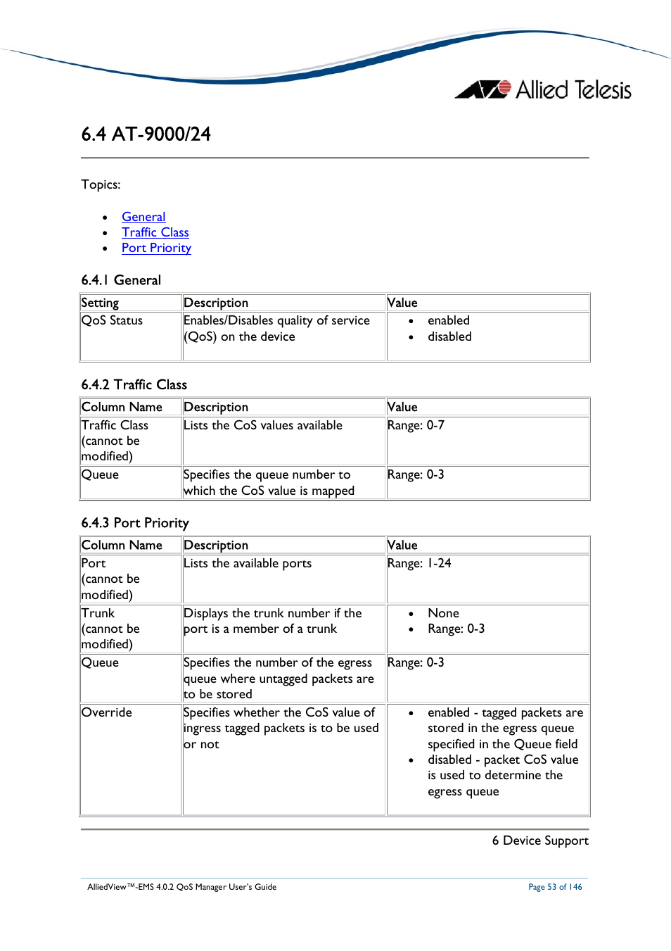 Allied Telesis AlliedView-EMS 4.0.2 QoS-Manager User Manual | Page 53 / 146