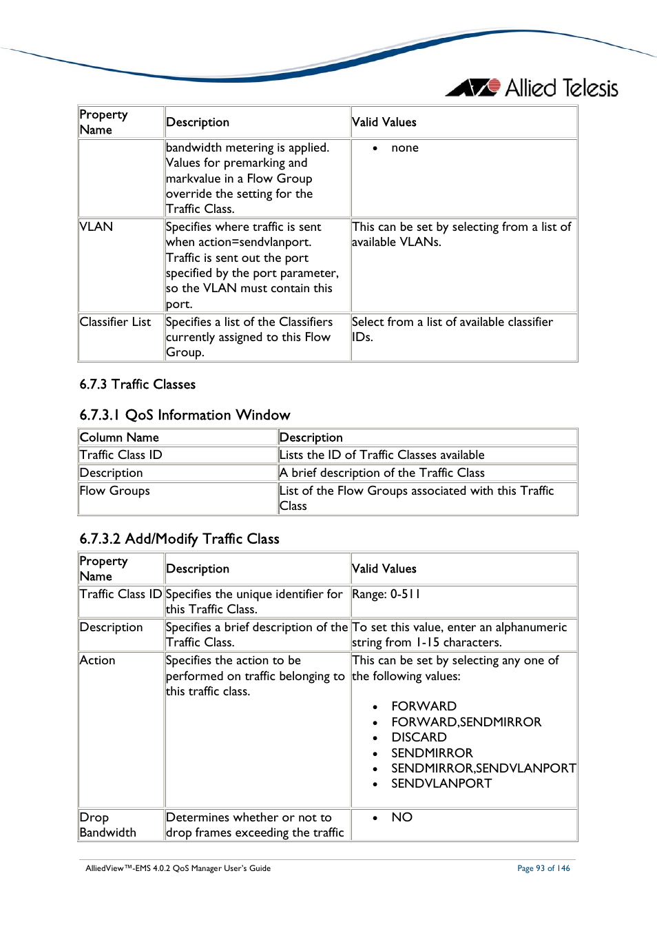 1 qos information window, 2 add/modify traffic class | Allied Telesis AlliedView-EMS 4.0.2 QoS-Manager User Manual | Page 93 / 146