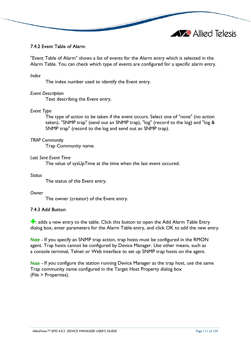 Allied Telesis AlliedView-EMS 4.0.2 Device-Manager User Manual | Page 111 / 124