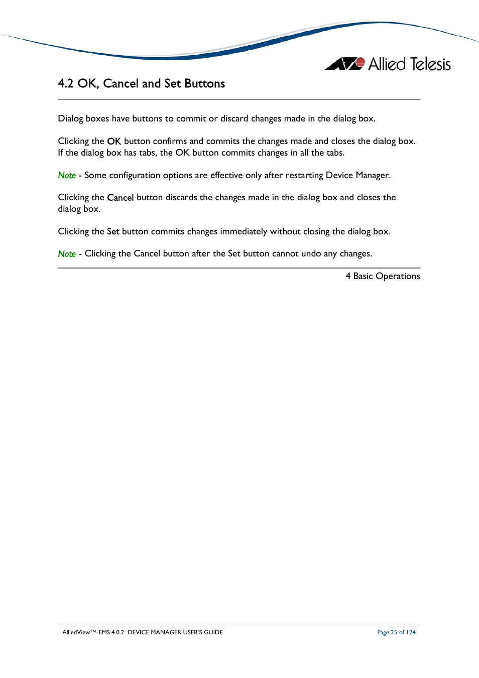 2 ok, cancel and set buttons | Allied Telesis AlliedView-EMS 4.0.2 Device-Manager User Manual | Page 25 / 124