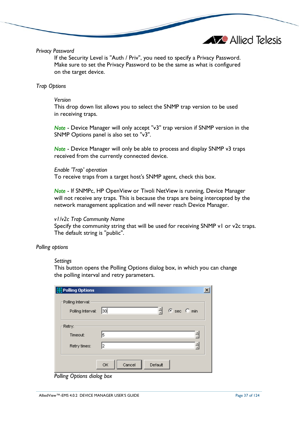 Allied Telesis AlliedView-EMS 4.0.2 Device-Manager User Manual | Page 37 / 124