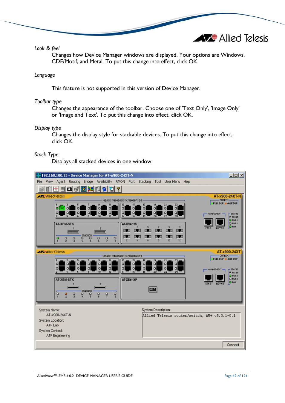 Allied Telesis AlliedView-EMS 4.0.2 Device-Manager User Manual | Page 42 / 124