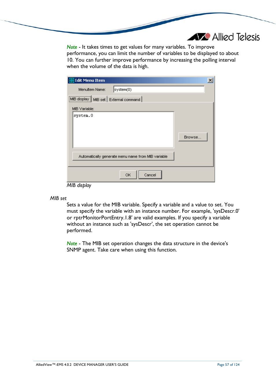 Allied Telesis AlliedView-EMS 4.0.2 Device-Manager User Manual | Page 57 / 124