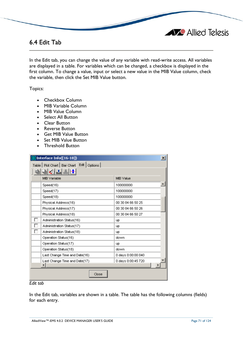 4 edit tab | Allied Telesis AlliedView-EMS 4.0.2 Device-Manager User Manual | Page 71 / 124