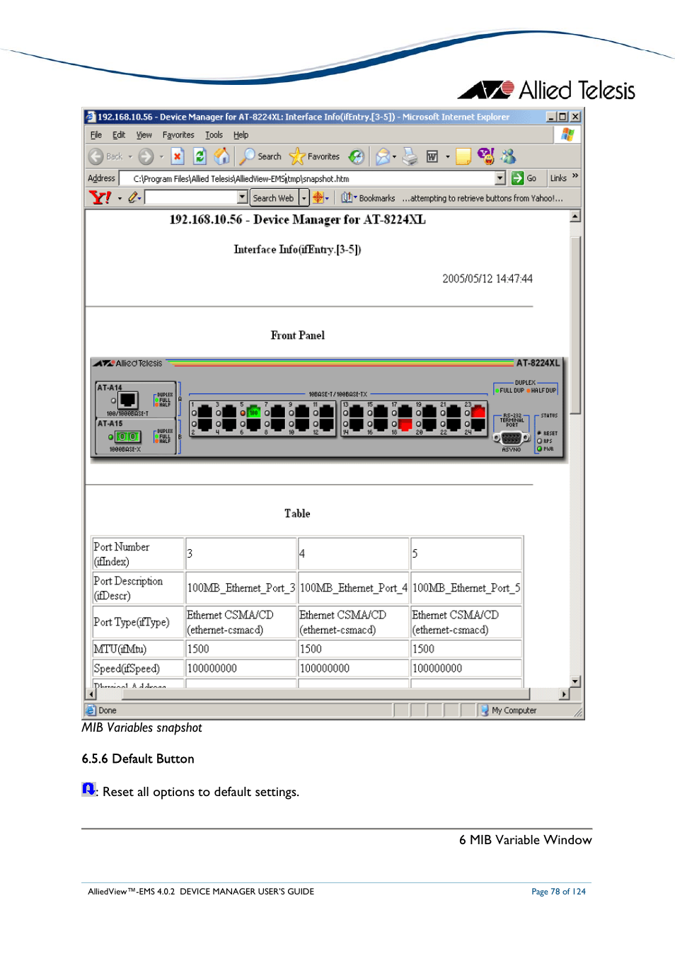 Allied Telesis AlliedView-EMS 4.0.2 Device-Manager User Manual | Page 78 / 124