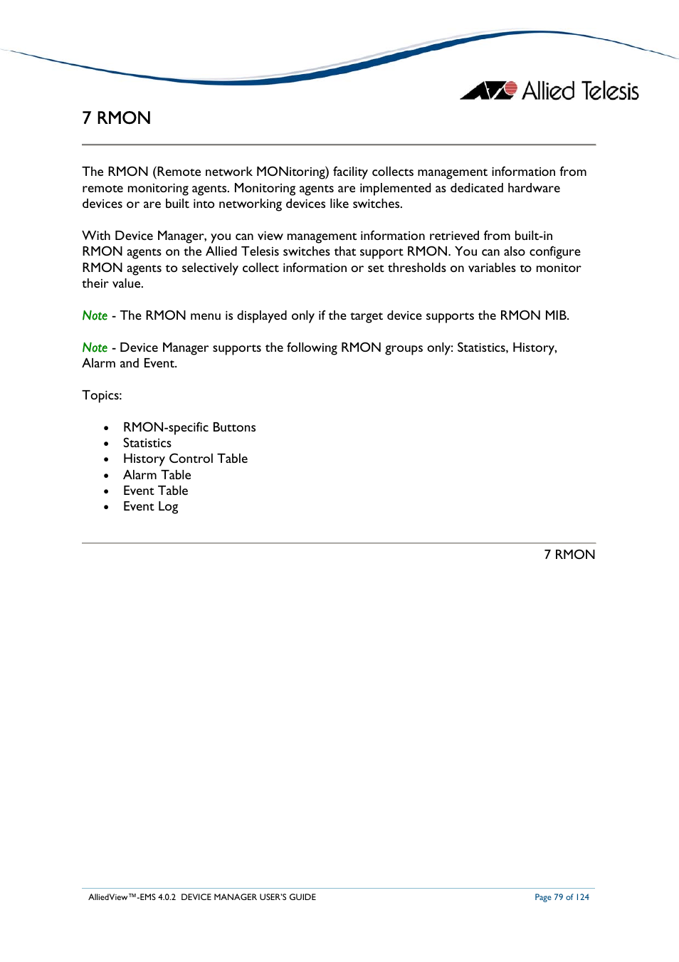 7 rmon | Allied Telesis AlliedView-EMS 4.0.2 Device-Manager User Manual | Page 79 / 124