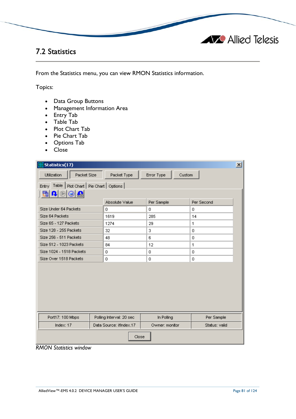 2 statistics | Allied Telesis AlliedView-EMS 4.0.2 Device-Manager User Manual | Page 81 / 124