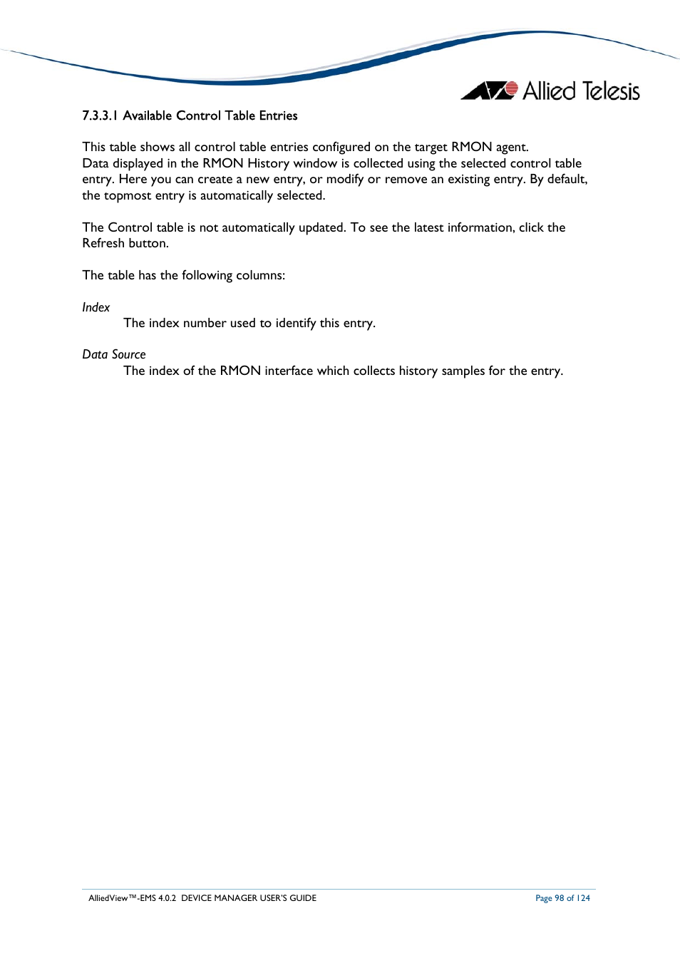 Allied Telesis AlliedView-EMS 4.0.2 Device-Manager User Manual | Page 98 / 124