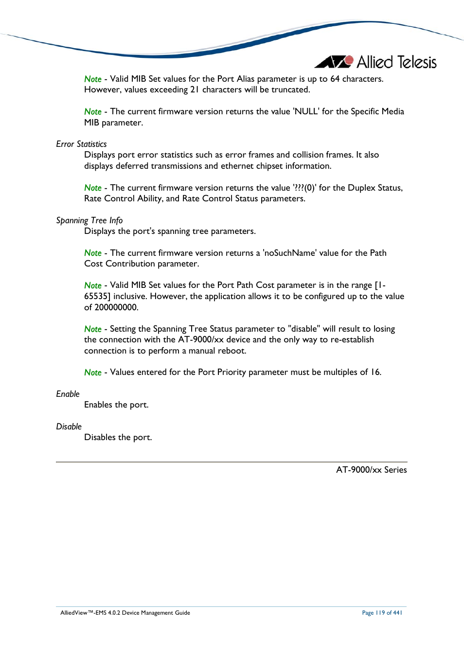 Allied Telesis AlliedView-EMS 4.0.2 Device-Manager User Manual | Page 119 / 441
