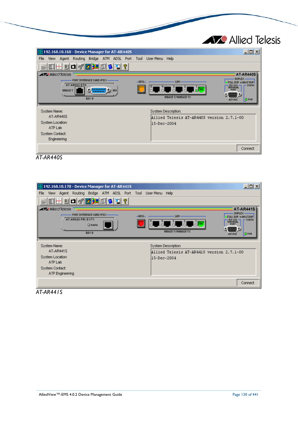 Allied Telesis AlliedView-EMS 4.0.2 Device-Manager User Manual | Page 130 / 441